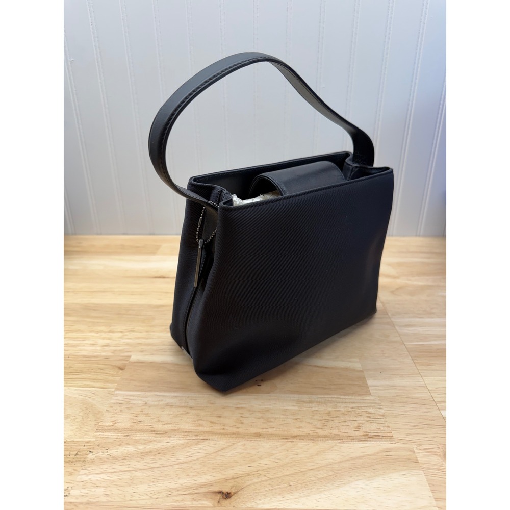 Vintage Coach Mercer Mini Satchel Bag 7417 Black Twill Leather Y2K Quiet Luxury